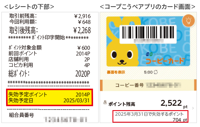 失効ポイントの表示場所